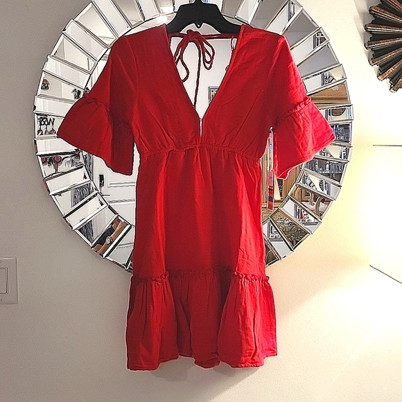 Billabong Open Back Red Dress. S - Picture 5 of 16